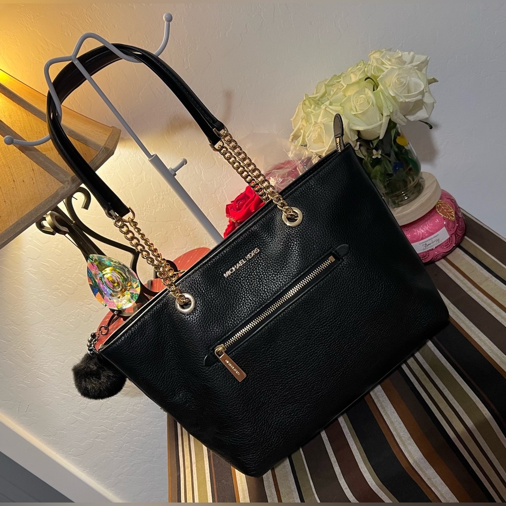 Michael Kors Black Leather Tote Bag - Picture 5 of 16
